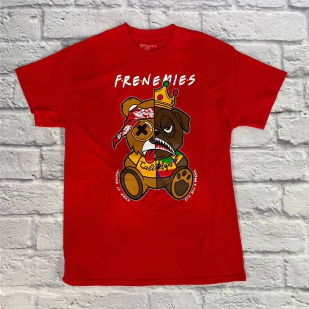 MENS RED TEDDY BEAR GRAPHIC TEE SHIRT